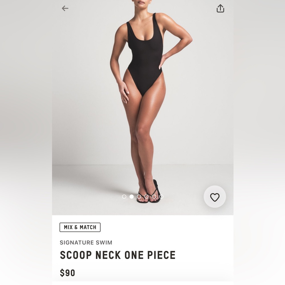 SKIMS Black One Piece Swimsuit High-Cut Scoop Neck